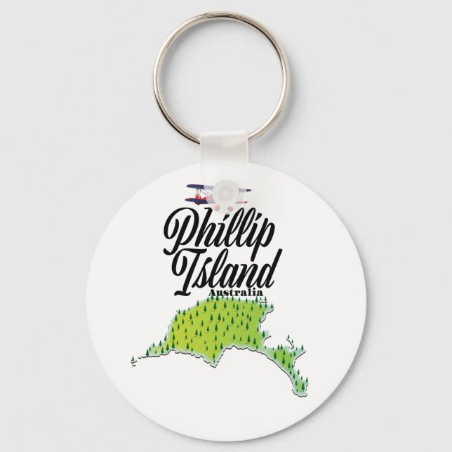 Phillip Island Australia map Keychain (Front)