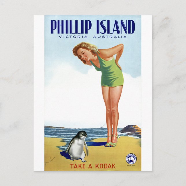 Phillip Island Victoria Australia Vintage Poster Postcard (Front)