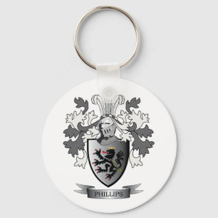 Phillips Family Crest Coat of Arms Keychain