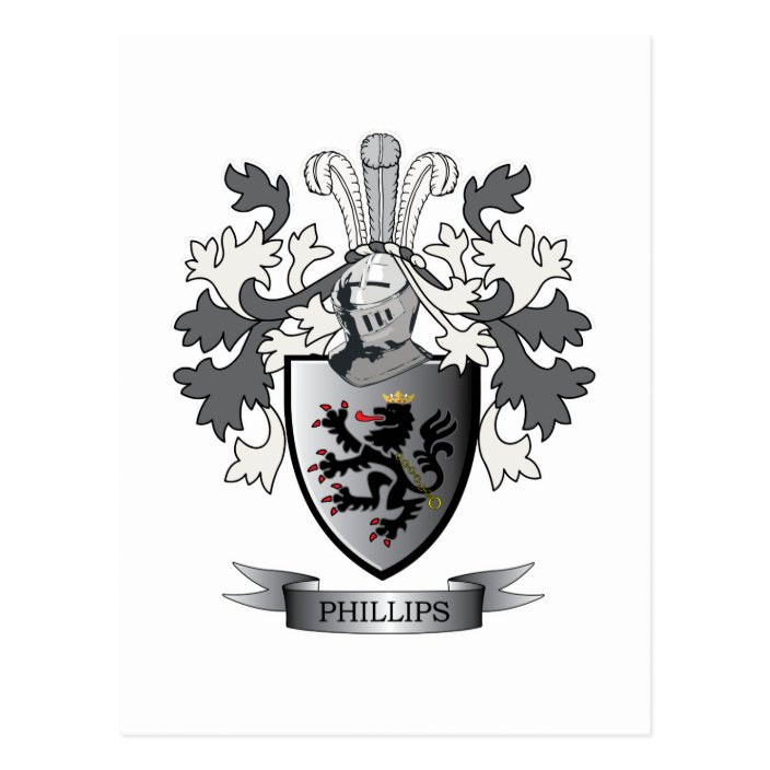 Phillips Family Crest Coat of Arms Postcard