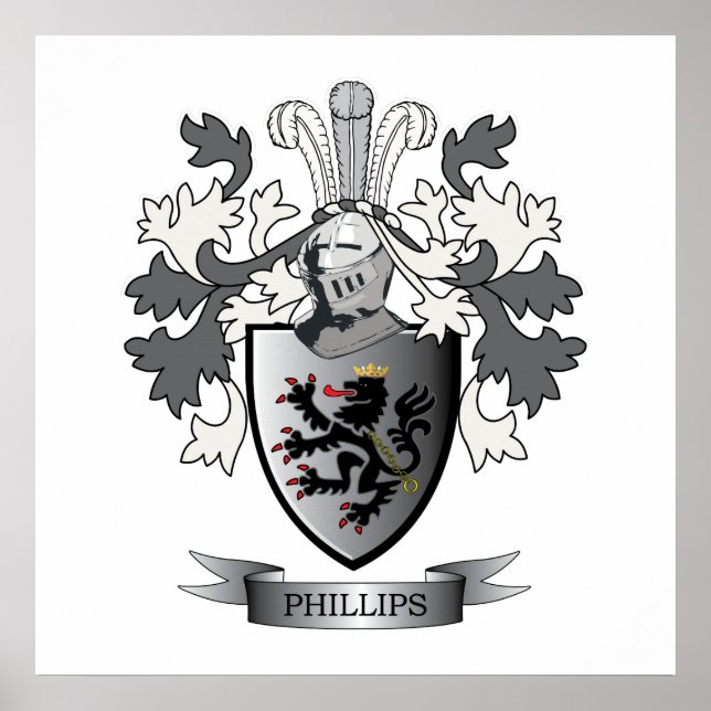 Phillips Family Crest Coat of Arms Poster (Front)