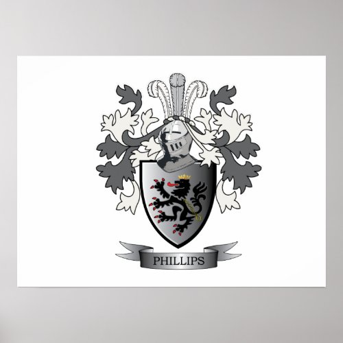 Phillips Family Crest Coat of Arms Poster