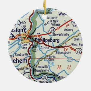 Phillipsburg NJ Map Ceramic Ornament