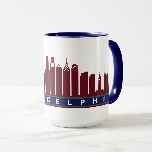 Philly 2019 Skyline Mug in Maroon (Front Right)