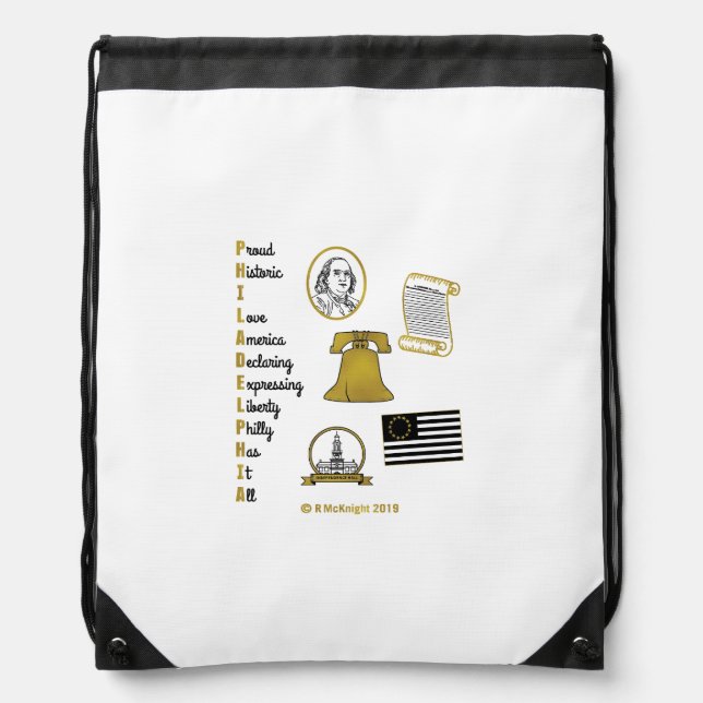Philly Acronym Tourist Drawstring Bag (Front)