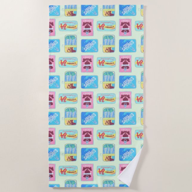 Philly Beach Towel - Philadelphia Tin Fish Sardine (Front)
