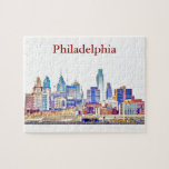 Philly Color Sketch Skyline Puzzle at Zazzle