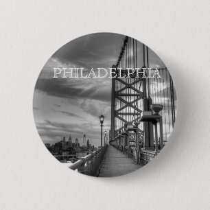 Philly from the bridge pinback button