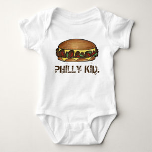 PHILLY KID Philadelphia PA Cheesesteak Sandwich Baby Bodysuit