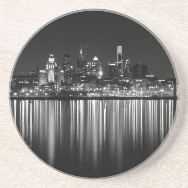 Philly night b/w drink coaster (Front)