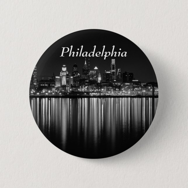 Philly night b/w pinback button (Front)