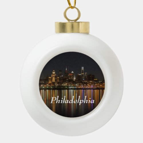 Philly night ceramic ball christmas ornament