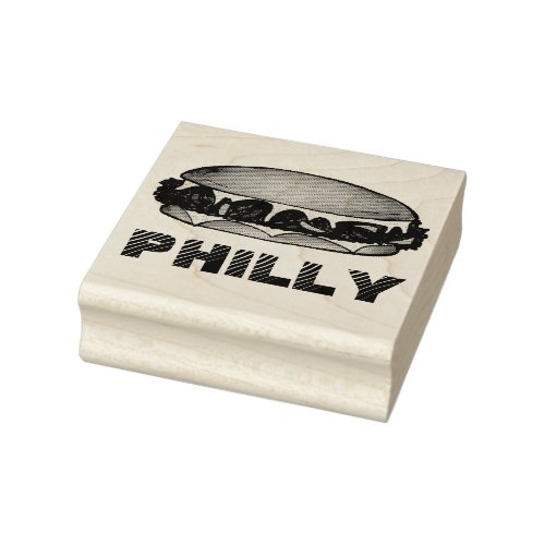 Philly PA Philadelphia Cheese Steak Sandwich Food Rubber Stamp