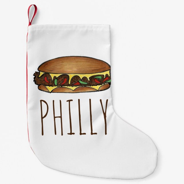 Philly PA Philadelphia Cheese Steak Sandwich Small Christmas Stocking (Front)