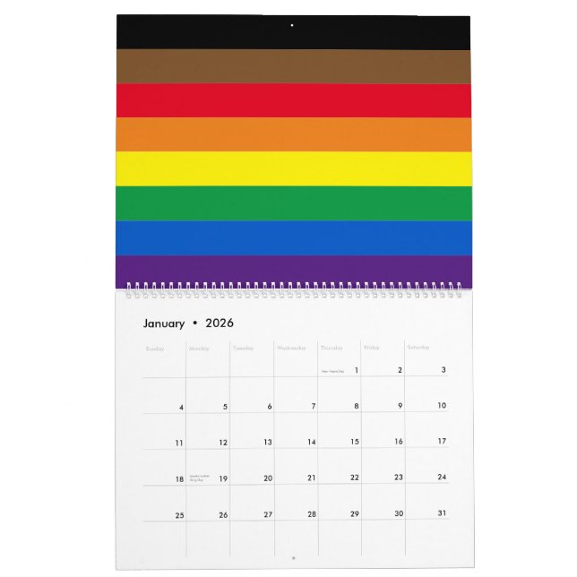 Philly Pride diversity inclusive rainbow flag Calendar (Jan 2026)