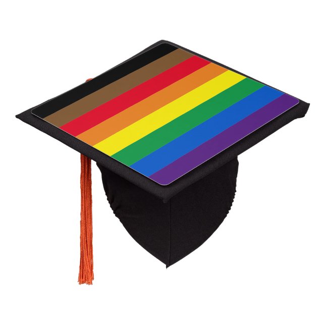 Philly Rainbow gay Pride LGBTQ flag Graduation Cap Topper (Angled)