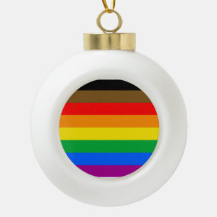 Philly Rainbow Pride Flag Ceramic Ball Christmas Ornament