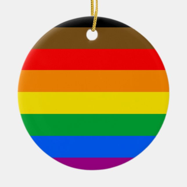 Philly Rainbow Pride Flag Ceramic Ornament (Front)