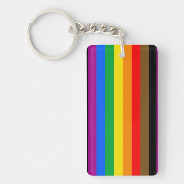 Philly Rainbow Pride Flag Keychain (Front)