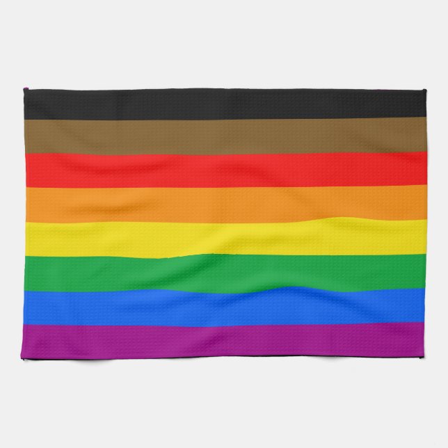 Philly Rainbow Pride Flag Kitchen Towel (Horizontal)