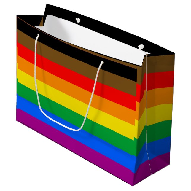 Philly Rainbow Pride Flag Large Gift Bag (Front Angled)