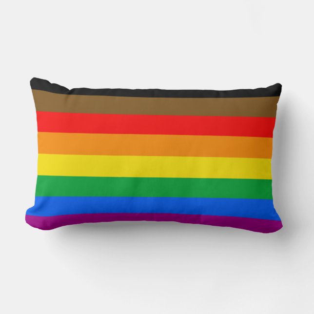 Philly Rainbow Pride Flag Lumbar Pillow (Front)