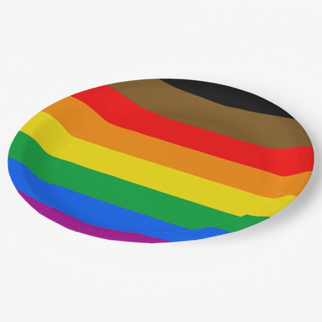 Philly Rainbow Pride Flag Paper Plates (Angled)