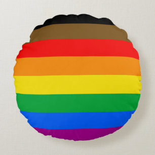 Philly Rainbow Pride Flag Round Pillow
