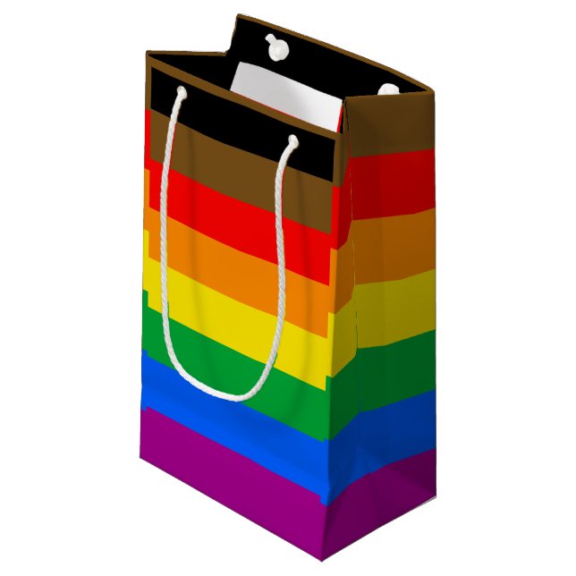 Philly Rainbow Pride Flag Small Gift Bag (Front Angled)