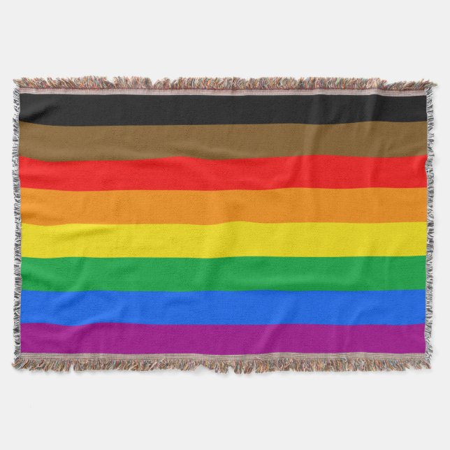 Philly Rainbow Pride Flag Throw Blanket (Front)