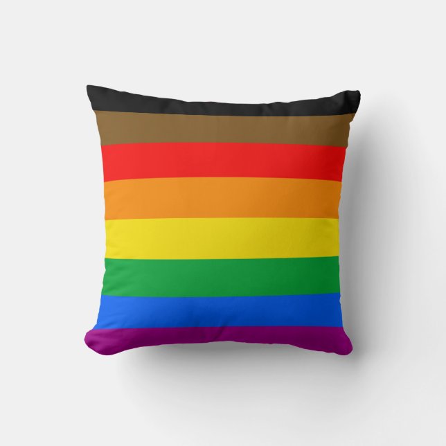 Philly Rainbow Pride Flag Throw Pillow (Front)