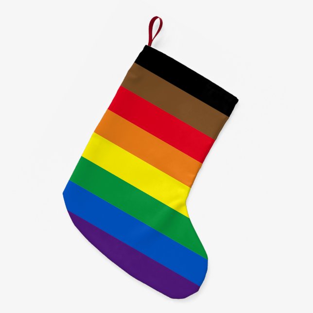 Philly rainbow pride gay flag diversity inclusive small christmas stocking (Front (Hanging))