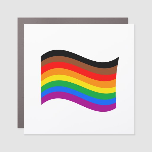 Philly Rainbow Pride Waving Flag Car Magnet (Front)