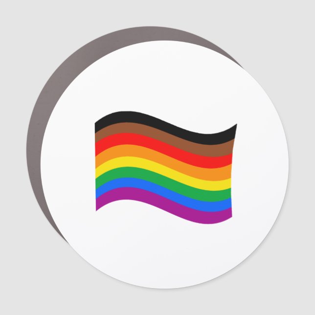 Philly Rainbow Pride Waving Flag Car Magnet (Front)
