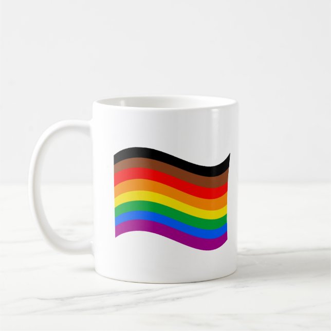 Philly Rainbow Pride Waving Flag Coffee Mug (Left)