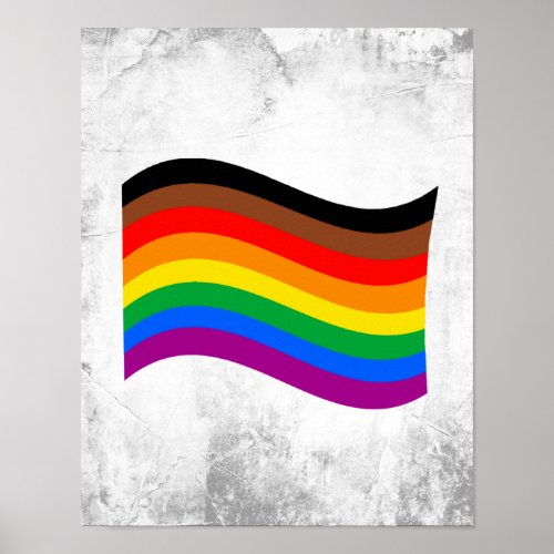 Philly Rainbow Pride Waving Flag Poster