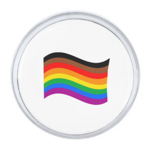 Philly Rainbow Pride Waving Flag Silver Finish Lapel Pin