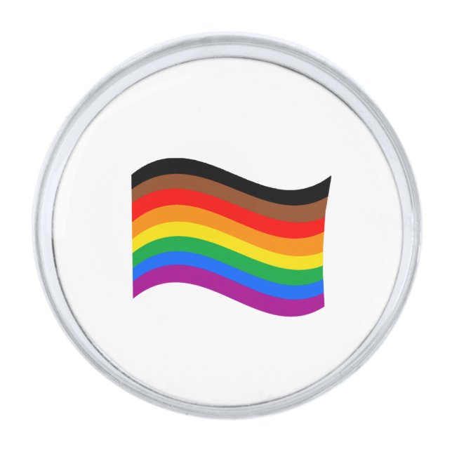 Philly Rainbow Pride Waving Flag Silver Finish Lapel Pin (Front)