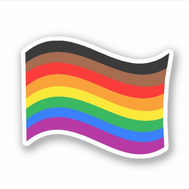 Philly Rainbow Pride Waving Flag Sticker (Front)
