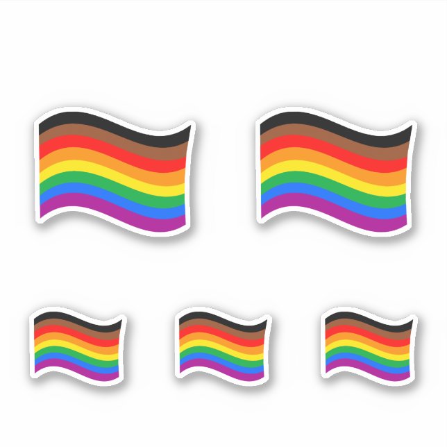 Philly Rainbow Pride Waving Flag Sticker (Front)