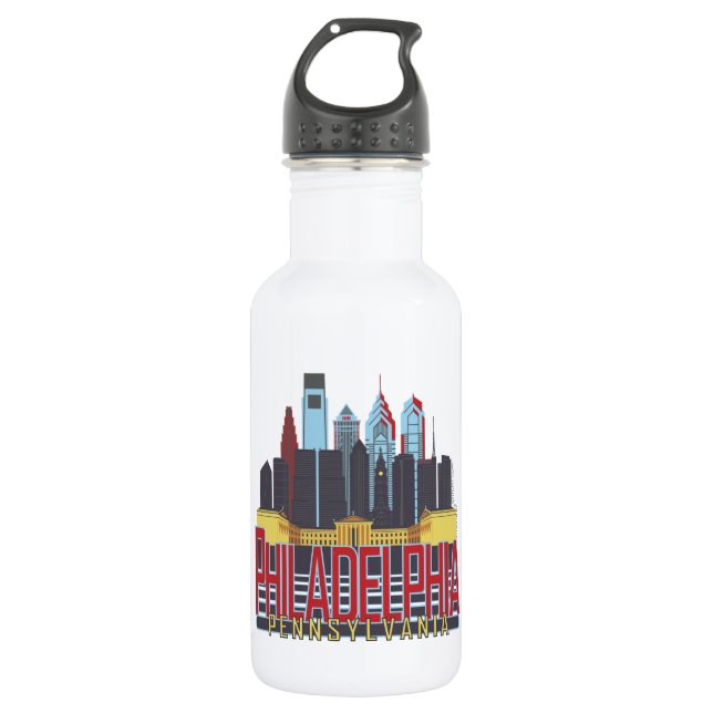 Philly Red & Blue Water Bottle (Front)
