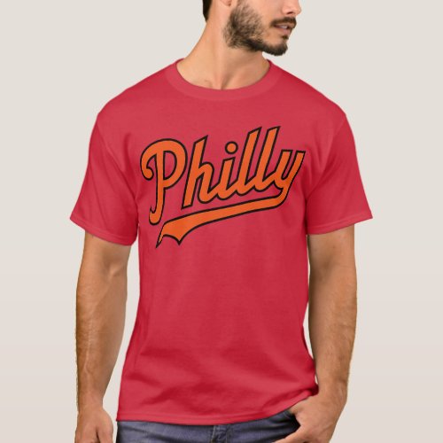 Philly Script WhiteOrange T_Shirt