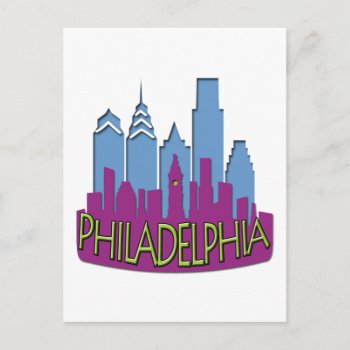 Philly Skyline Newwave Cool Postcard by theJasonKnight at Zazzle