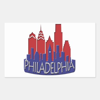 Philly Skyline Newwave Patriot Rectangular Sticker by theJasonKnight at Zazzle