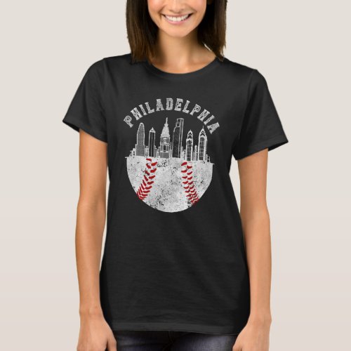 Philly skyline   Vintage Philadelphia Baseball Fan T_Shirt