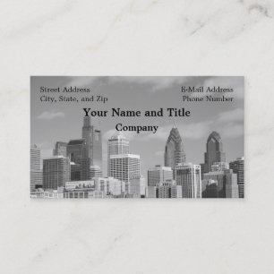Philly skyscrapers black and white business card