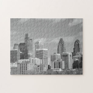 Philly skyscrapers black and white jigsaw puzzle