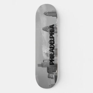 Philly skyscrapers black and white skateboard deck