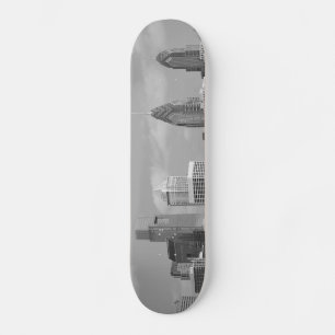 Philly skyscrapers black and white skateboard deck