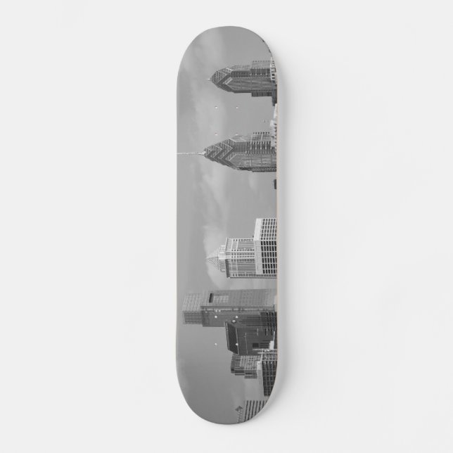 Philly skyscrapers black and white skateboard deck (Front)